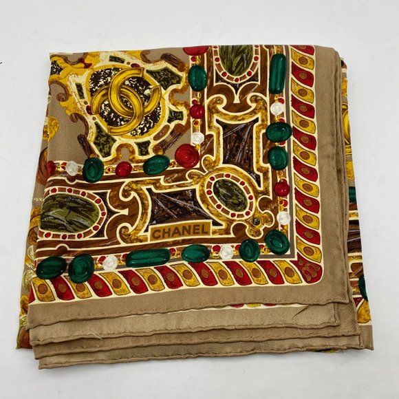 Chanel Silk Scarf Autumnal Birds CC Ornate Classic Mosaic - Picture 5 of 11